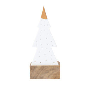 Kerzenständer-Tannenbaum-Porzellan-weiss-gold-Holz