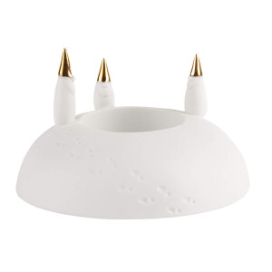 Teelichthalter-Weihnachtsmann-Porzellan-weiss-gold