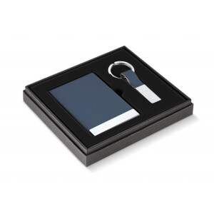 Visitenkartenhalter-Schlüsselring-blau-Geschenkset