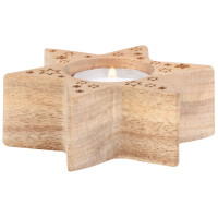 Teelichthalter-Kerze-Holz-Stern