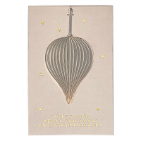 Karte-Frohe Weihnachten-Anhänger-tropfenform-grau-gold
